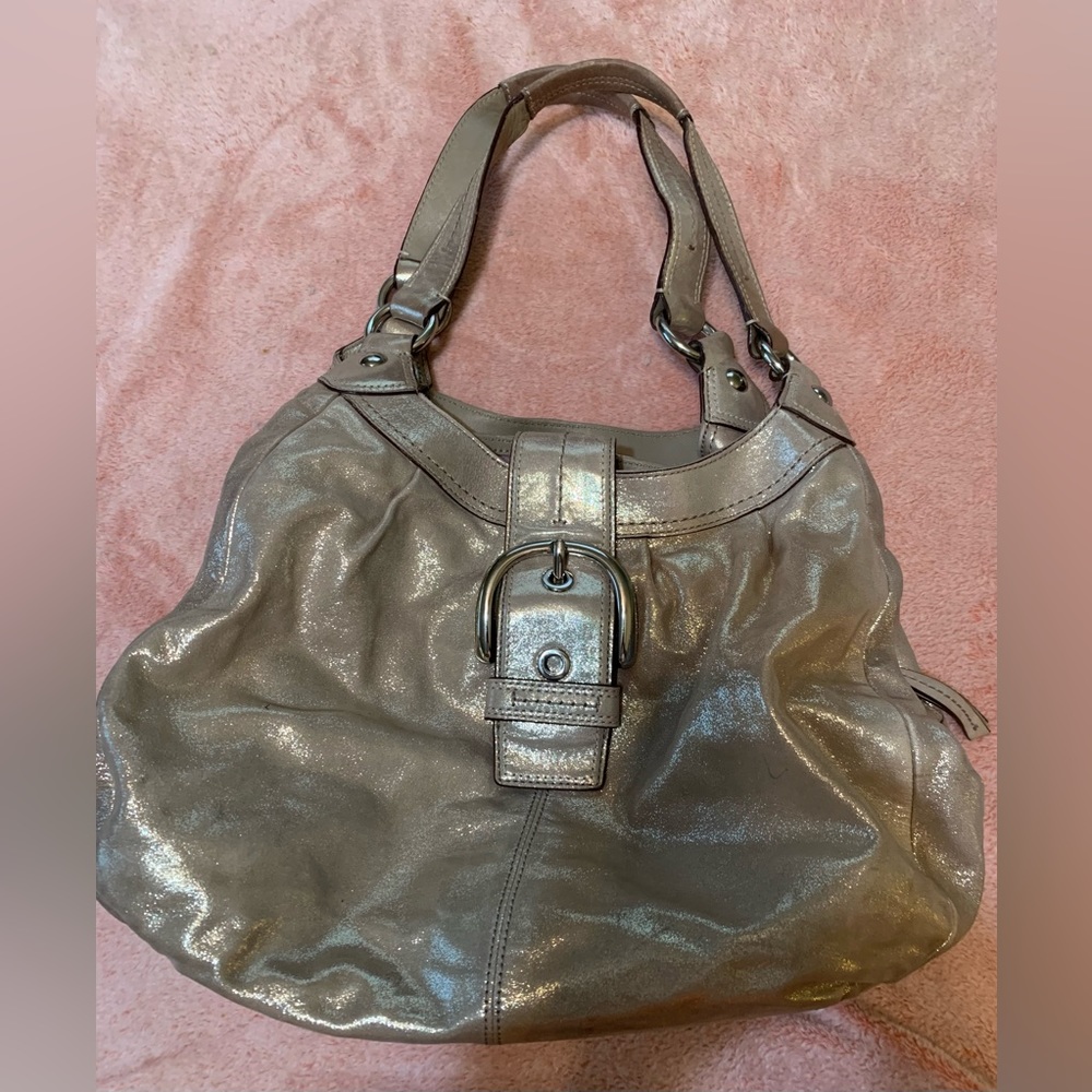 Used Coach purse with lots of storage and zippers